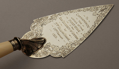 Antique Silver Commemorative Ceremonial Trowel - UCT (University of Cape Town) Foundation Stone - William Hawke